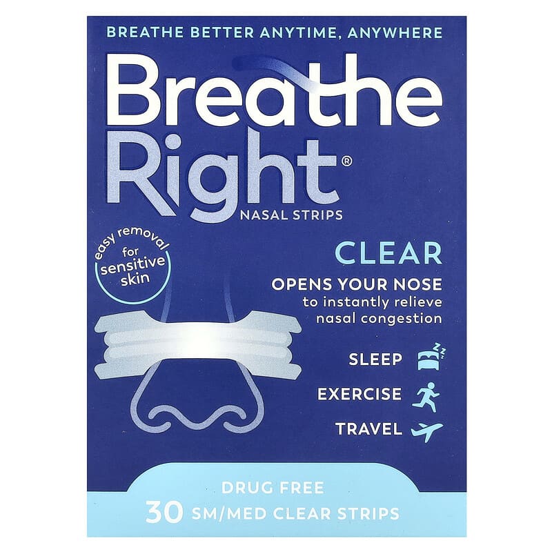 BREATHE RIGHT NASAL STRIP CLEAR SML/MED (PACK OF 10)