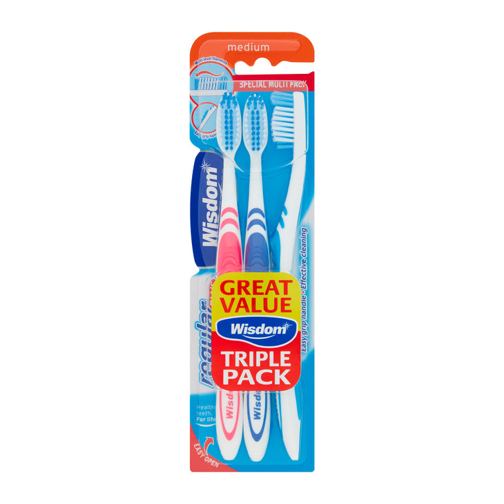 WISDOM REG MEDIUM TOOTHBRUSH TRIPLE PACK (3 PACK)