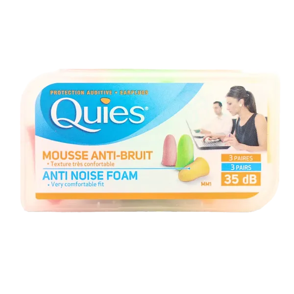QUIES EARPLUG FOAM BRIGHT COLOURS (6 PAIRS)