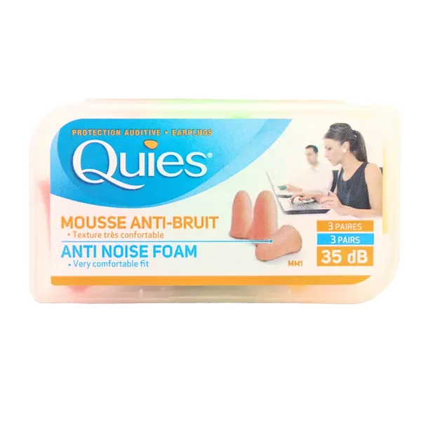 QUIES FOAM EARPLUGS (3 PAIR)