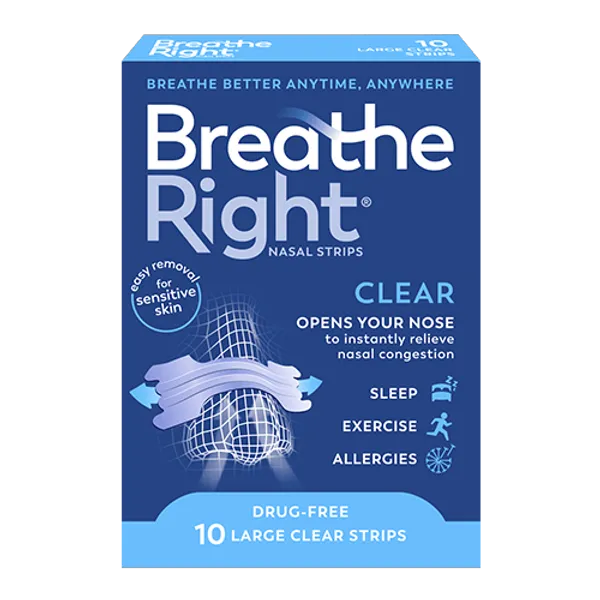 BREATHE RIGHT NASAL STRIP CLEAR LARGE (PACK OF 10)