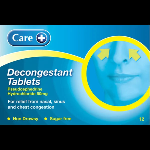 CARE DECONGESTANT TABLETS (12'S)