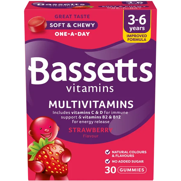 BASSETTS VITS 3-6 MULTIVITAMINS STRAWBERRY (30PAS)