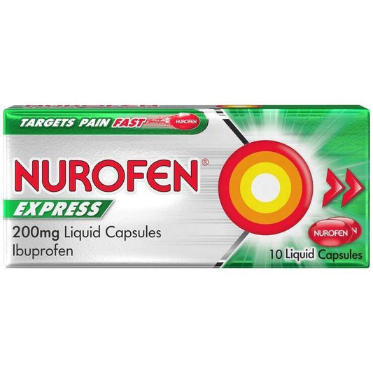 NUROFEN EXPRESS 200MG LIQUID CAPSULES (PACK OF 10)