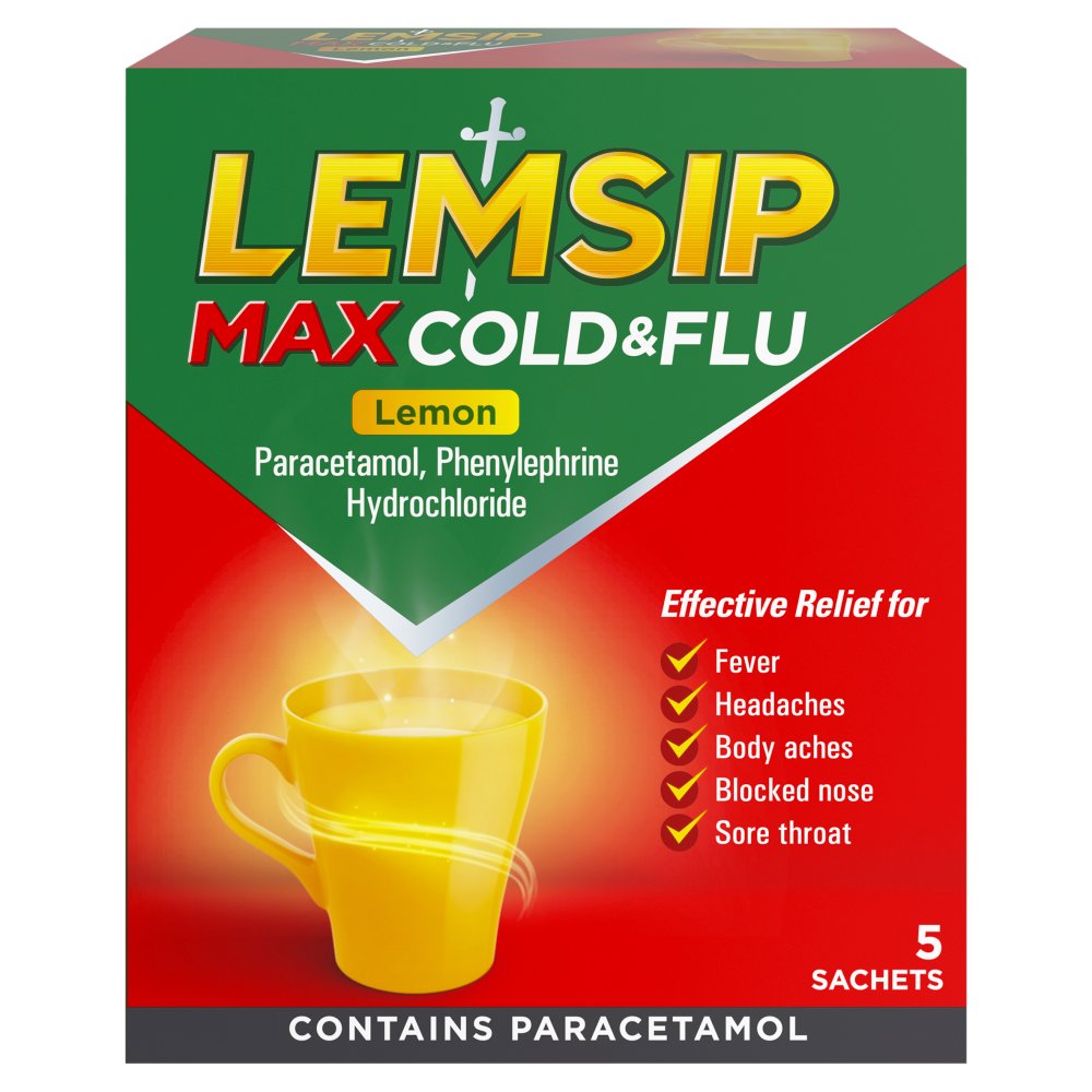 LEMSIP MAX COLD & FLU LEMON SACHETS (PACK OF 5)