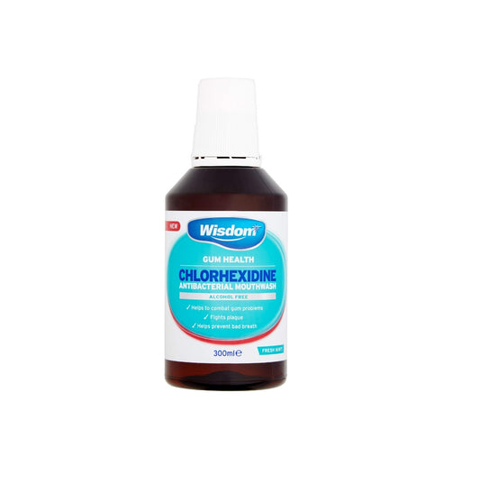 WISDOM MOUTHWASH CHLORHEXIDINE MINT A/FREE (300ML)