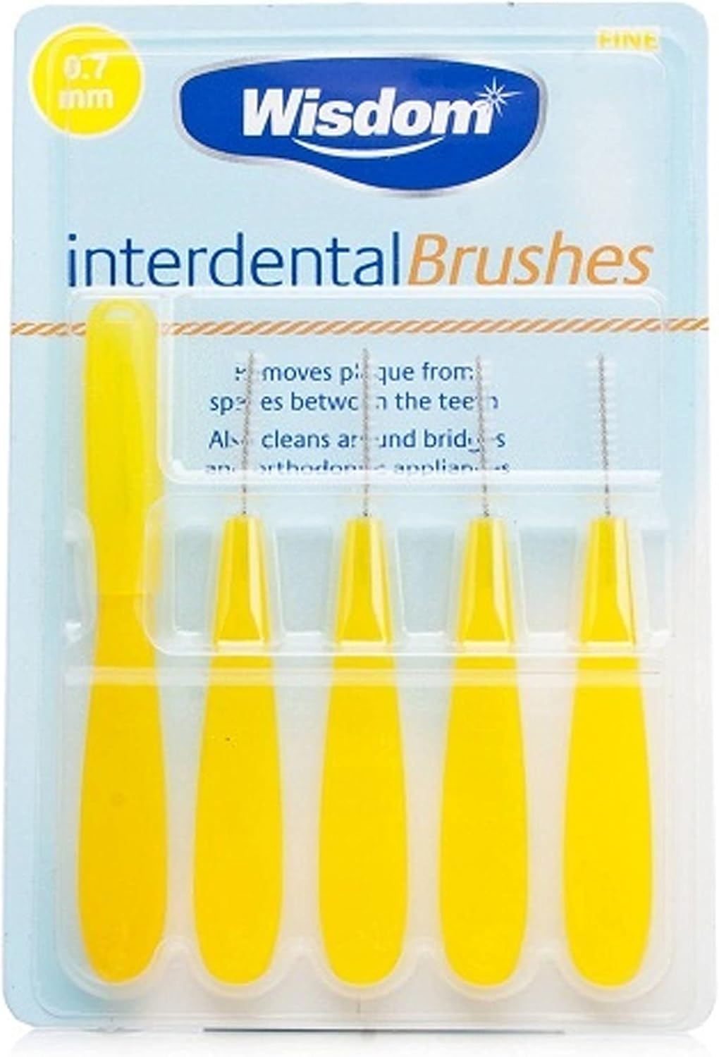 WISDOM INTERDENTAL BRUSH 07MM YELLOW (5 PACK)