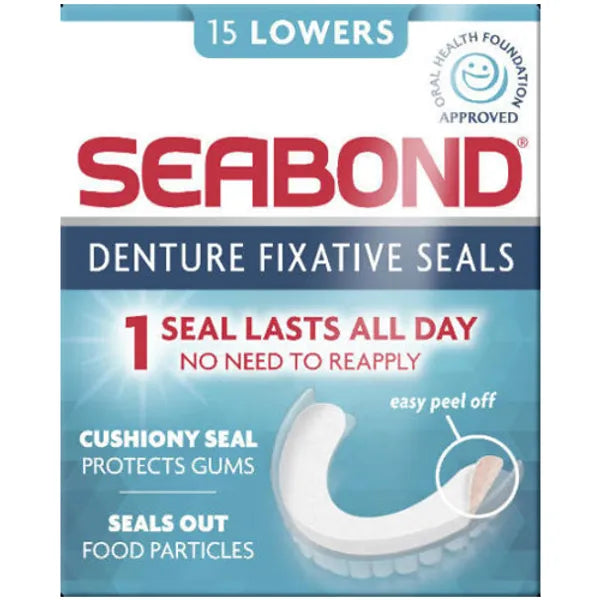 SEABOND DENTURE FIXATIVE LOWERS (PACK OF 15)