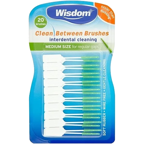 WISDOM CLEAN BETWEEN BRUSHES MED-GREEN (PACK OF 20)