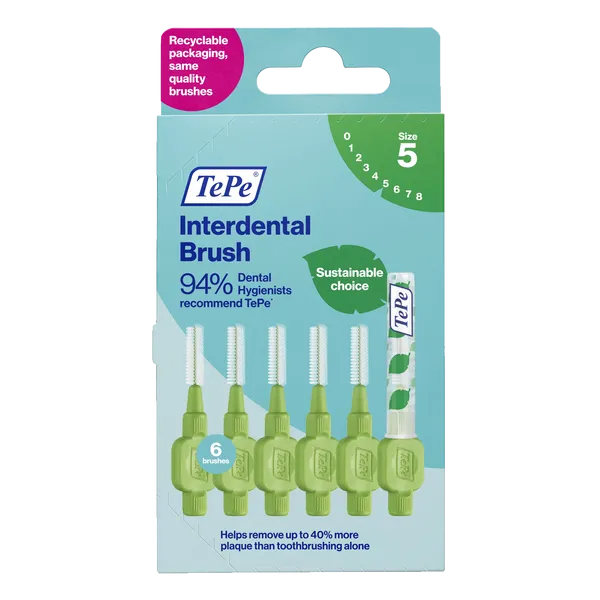 TEPE INTERDENTAL BRUSH 0.8 5 GREEN (PACK OF 6)