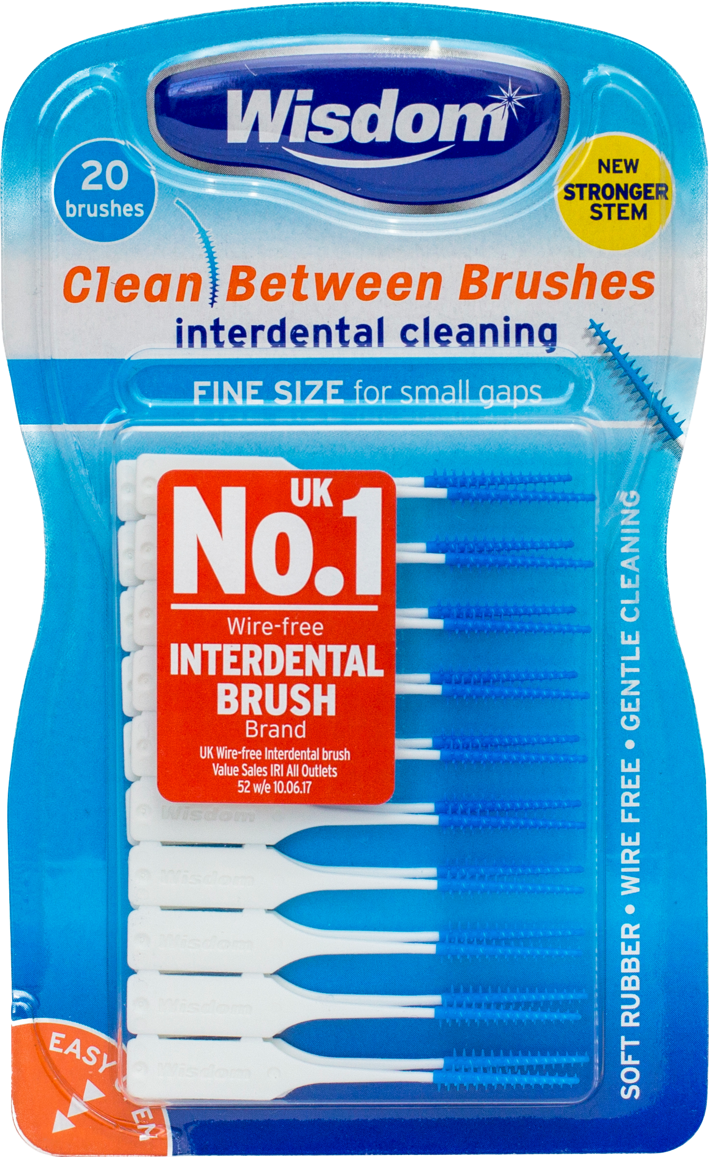 WISDOM CLEAN BETWEEN BRUSHES FINE-BLUE (PACK OF 20)