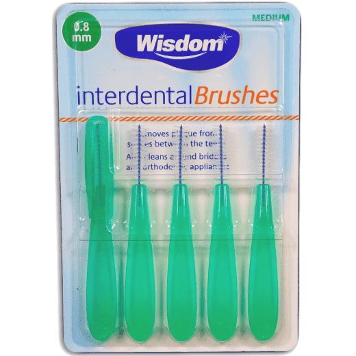 WISDOM INTERDENTAL BRUSH 0.8MM GREEN (5 PACK)