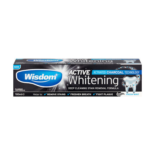 WISDOM ACTIVE WHITE CHARCOAL TOOTHPASTE (100ML)